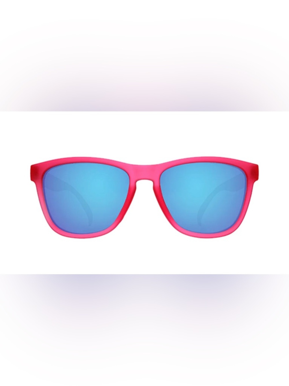 Goodr Flamingo on a Booze Cruise Pink Frame Sunglasses with Blue Mirrored Lenses